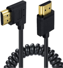 JUNSUNMAY 4K 60Hz HDMI Male to Male HDMI 2.0V Elbow Head Spring Cable, Length:1.2m(Left)