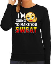 Funny emoticon sweater I am going to make you sweat zwart dames