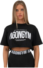 Agongym Lyhythihainen T-paita Training Culture Crop Musta XS Nainen