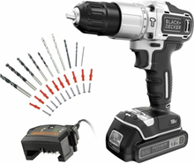 Drill and accessories set Black & Decker Silver Edition bdchd18sc1a-qw 18 V 45 Nm 30 Pieces