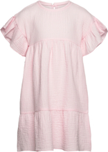 Dress Ss Muslin Dresses & Skirts Dresses Casual Dresses Short-sleeved Casual Dresses Pink Huttelihut