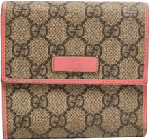 Gucci Beige/Pink GG Supreme Canvas and Leather Trifold Wallet