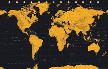 Världskarta - Golden yellow World Map