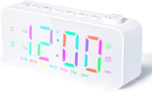 RGB Color Changing LED Digital Alarm Clock with FM Radio Built-in 8 Natural Music(White)