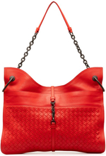Pre-owned Bottega Veneta Intrecciato Beverly Shoulder Bag Red