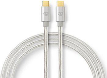 Nedis USB-kabel | USB 3.2 Gen 1 | USB-C- Hane | USB-C- Hane | 100 W | 4K@60Hz | 5 Gbps | Guldplaterad | 1.00 m | Rund | Flätad / Nylon | Aluminium | Kartong med täckt fönster