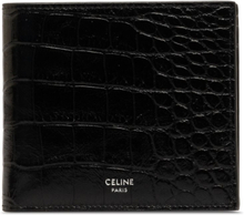 Pre-owned Celine Embossed Leather Bifold Wallet Black