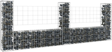 vidaXL U-formad gabionkorg med 3 stolpar järn 260x20x100 cm