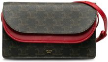Pre-owned Celine Triomphe Wallet On Strap Brown