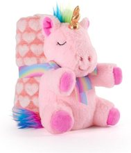 Unicorn Lily Plush Soft Toy + Blanket Pehmo Pink 22cm