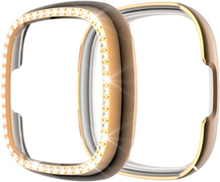 For Fitbit Versa 3 / Versa Sense Single Row Plating Diamonds PC Protective Case(Rose Gold)