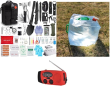 Survival kit large, survival bag, emergency radio and water tank