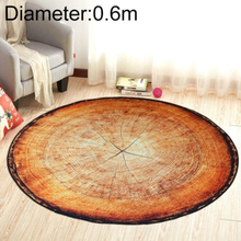 3D Growth Ring Pattern Bathroom Living Room Carpets Home Decor Mat, Size:Diameter about 0.6m(Black Edged Wood Grain)