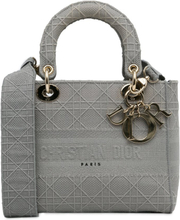 Pre-owned Dior Medium Cannage Lady D-Lite Gray