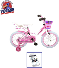 Volare lasten polkupyörän ruusu - 16 tuumaa - vaaleanpunainen/valkoinen - Sisältää WAYS-renkaankorjaussarjan