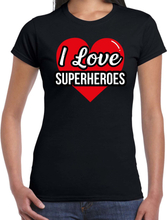 I love superheroes / superhelden verkleed t-shirt zwart voor dames - Outfit verkleed feest