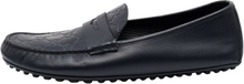 Pre-eide Gucci Black Guccissima Leather Penny Slip on Loafers