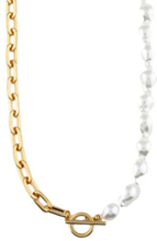 Hvit/Gull Orelia Pearl Asymmetrical Necklace