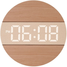 G218B Wooden Living Room Digital Display Clock Home Decoration Wall Clock(Khaki)