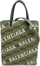 Pre-owned Balenciaga BB Monogram Logo Shopping Tote Brown