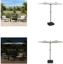 vidaXL Kaksipäinen aurinkovarjo LED-valot hiekka valkoinen 316x240 cm - Aurinkovarjo - Aurinkovarjot - Päivänvarjo - Puutarhan Aurinkovarjo