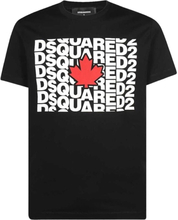 Dsquared2 S74GD0827 Red Leaf Logo Black T-shirt