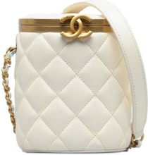 Pre-owned Chanel Small Quilted Lambskin Crown Box Bag White