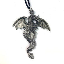 Necklace Dragon holding a sword