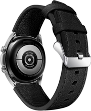 Samsung Galaxy Watch 3 45mm Læderrem - Sort, ægte læder