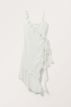 Asymmetric Ruffled Wrap Dress - White