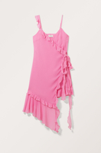 Asymmetric Ruffled Wrap Dress - Pink