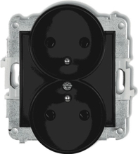 Karlik MINI Double socket w/u with shutters black matt 12MGPR-2zp