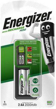 Energizer NiMH Batteriladdare AA / AAA | 1.2 V DC | 2x AA/LR6 | Euro | Säkerhetsfunktioner: Omvänd batteripolaritetsskydd / Säkerhetstimer | Batteritypsenergi: AA | Omvänd polaritetsskydd | Svart
