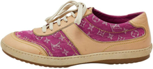 Pre-eide Pink/Beige Monogram Mini Lin Canvas and Leather Low Top Sneakers
