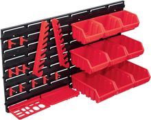 vidaXL Oppbevaringsbokssett i 34 deler med veggpaneler rød og svart
