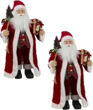 2x stuks kerstman decoratie poppen/kerstpoppen beeld staand 46 cm