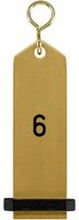 VEGA Nyckelring Bumerang med präglade siffror; 10x3 cm (LxB); Guldfärg; Prägling 6