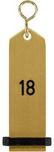 VEGA Nyckelring Bumerang med präglade siffror; 10x3 cm (LxB); Guldfärg; Prägling 18