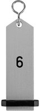 VEGA Nyckelring Bumerang med präglade siffror; 10x3 cm (LxB); Silverfärg; Prägling 6