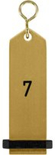 VEGA Nyckelring Bumerang med präglade siffror; 10x3 cm (LxB); Guldfärg; Prägling 7