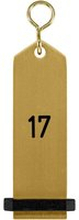 VEGA Nyckelring Bumerang med präglade siffror; 10x3 cm (LxB); Guldfärg; Prägling 17
