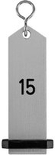 VEGA Nyckelring Bumerang med präglade siffror; 10x3 cm (LxB); Silverfärg; Prägling 15