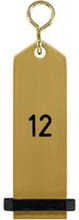 VEGA Nyckelring Bumerang med präglade siffror; 10x3 cm (LxB); Guldfärg; Prägling 12