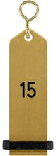 VEGA Nyckelring Bumerang med präglade siffror; 10x3 cm (LxB); Guldfärg; Prägling 15