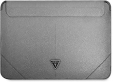 Guess Protective Macbook Sleeve 13" / 14" (33 x 23 Cm) - Saffiano Triangle - Sølv