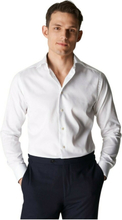 Hvit Eton Skjorter Slim Fit White Signature Twill Shirt Medallion Contrast Skjorte