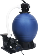 vidaXL Sandfilter med 7-veis ventil og 1000 W pumpe blå og svart
