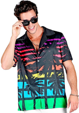 Svart og Fargerik Hawaii Kostymeskjorte med Palmemotiv - Strl XL