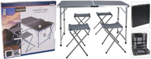 Redcliffs Hopfällbart campingbord med 4 stolar 120x60x70 cm grå
