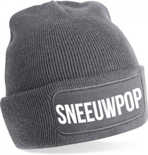 Sneeuwpop muts - unisex - one size - grijs - apres-ski muts